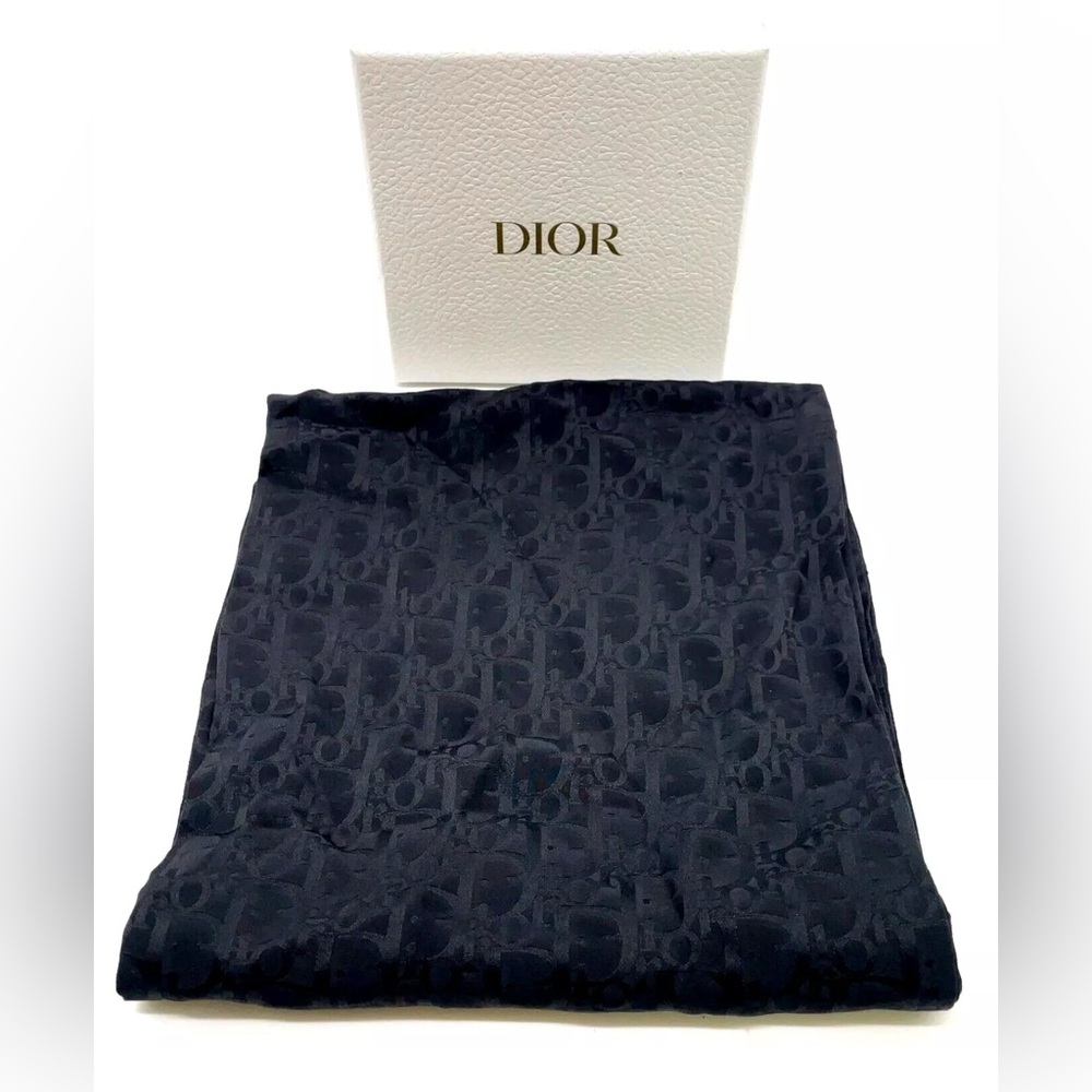 Authentic Christian Dior Carré 90 Black Silk Scarf W/Box (DCO) - Picture 11 of 12